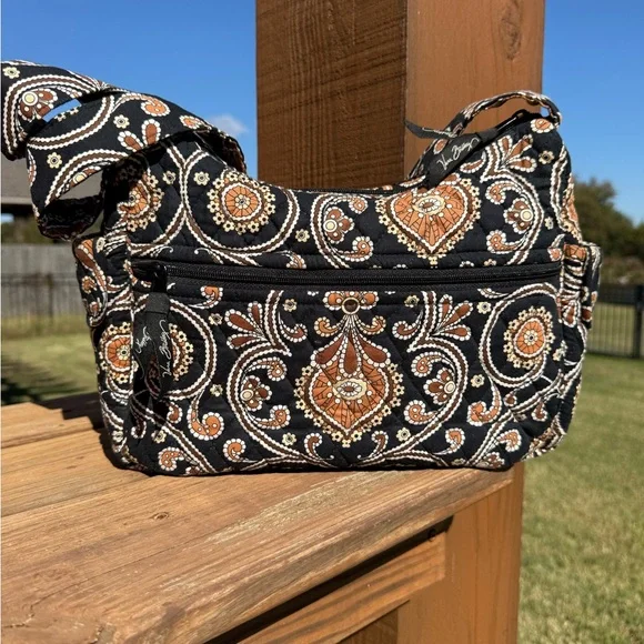 Vera Bradley Black and Tan Paisley Shoulder Bag - Picture 3 of 13
